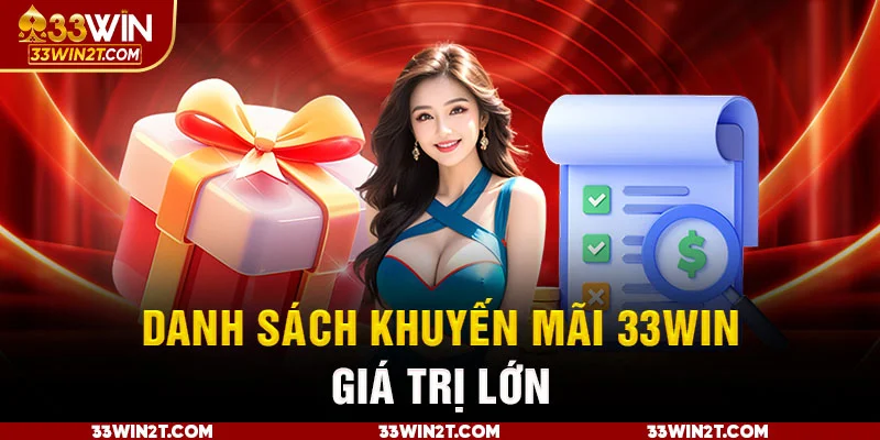 Danh sách khuyến mãi 33WIN giá trị lớn